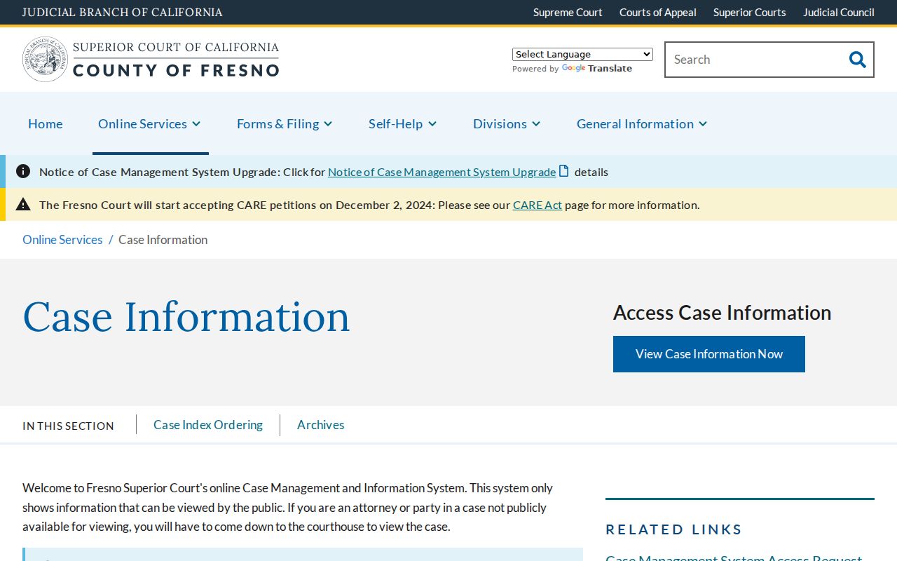 Reedley residents directory view of Fresno court case information