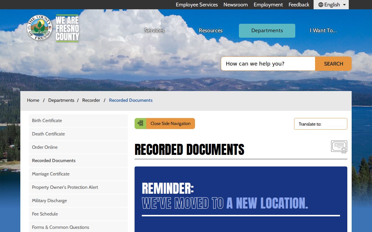 Reedley street directory recorded document search reference